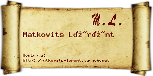 Matkovits Lóránt névjegykártya