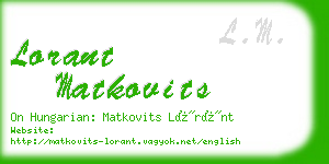 lorant matkovits business card